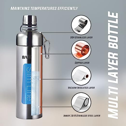 BALTRA Shipper Thermosteel 12 Hours Hot and Cold Water Bottle Sports flask 600ml, (Model: BSL-227), Silver BALTRA Shipper Thermosteel 12 Hours Hot and Cold Water Bottle Sports flask 600ml, (Model: BSL-227), Silver